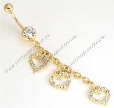 РОЗПРОДАЖ. TRIPLE Heart Crystal Jewels GOLD TONE.1,6 мм.</p>